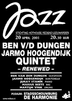 affiche voor een optreden van het Ben van den Dungen-Jarmo Hoogendijk Quintet